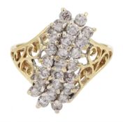 10ct gold round brilliant cut diamond cluster ring