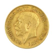 King George V 1913 gold half sovereign coin