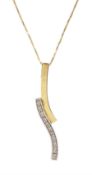 9ct white and yellow gold diamond pendant necklace