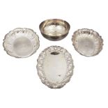 Four Indian silver dishes