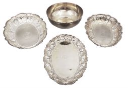 Four Indian silver dishes