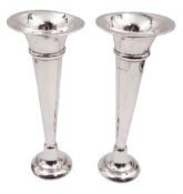 Pair of modern silver trumpet vases