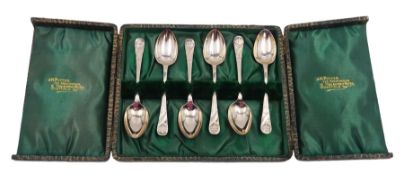 Set of six early 20th century Art Nouveau silver teaspoons