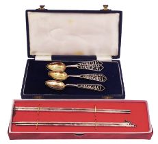 Set of six Chinese silver spoons
