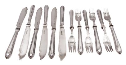 Set of six Victorian silver fish knives and forks