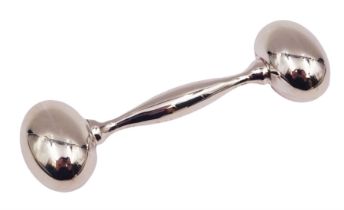 Modern silver baby rattle