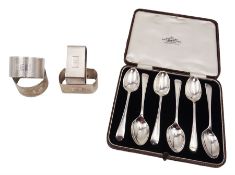 Set of six silver Old English pattern teaspoons