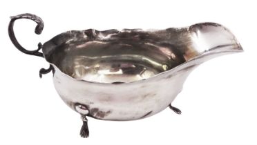 Edwardian silver sauce boat