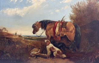 James Charles Morris (British fl.1851-1863): Pony and Spaniels with the Day's Bag