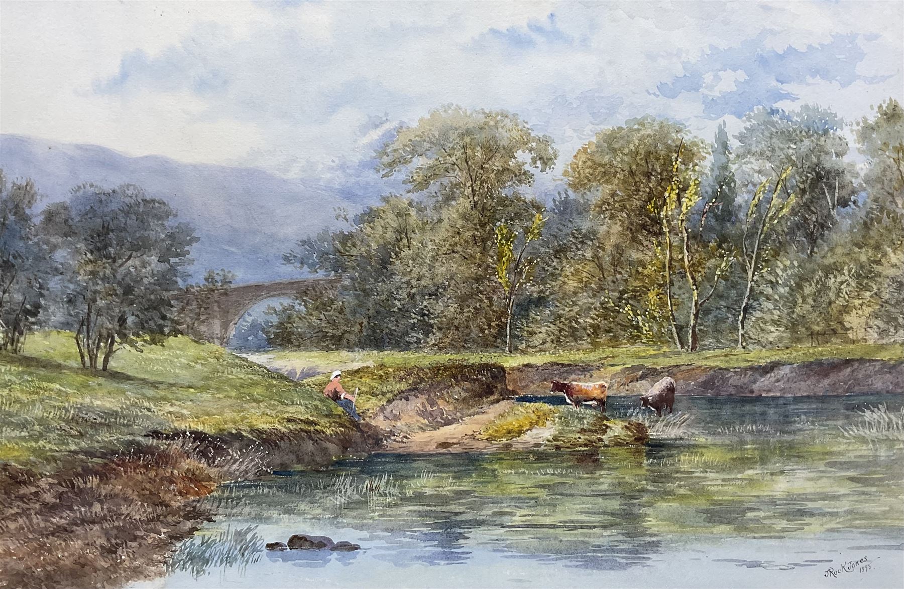 John Rock Jones (British c1836-c1898): 'Weetwood Bridge near Wooler'
