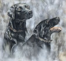 Robert E Fuller (British 1972-): 'Purdy and Basil' - Two Labradors