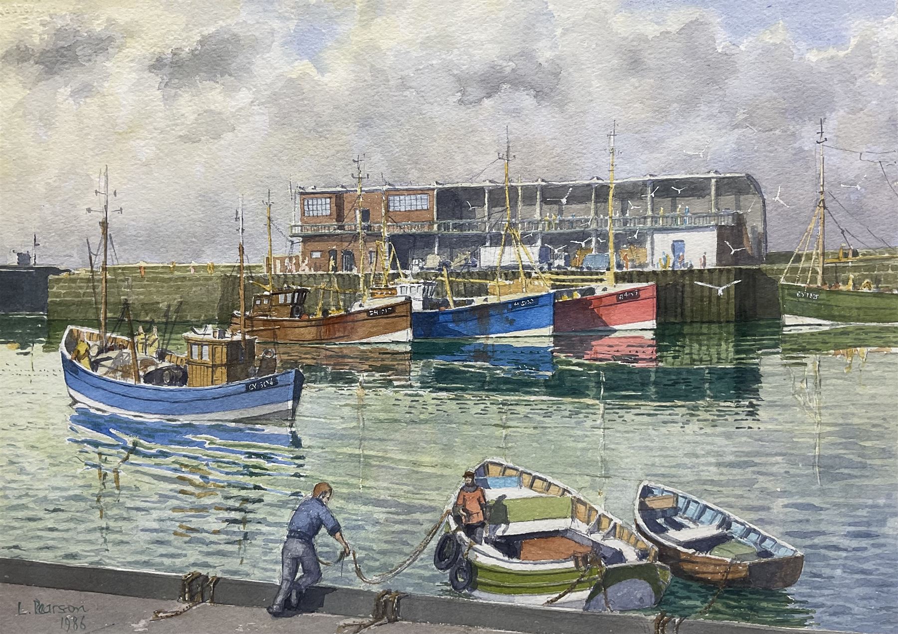 Les Pearson (British 1923-2010): 'Early Morning- Bridlington Harbour'