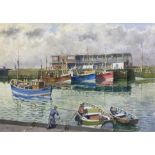 Les Pearson (British 1923-2010): 'Early Morning- Bridlington Harbour'