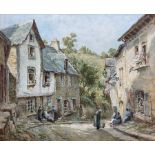 Tom Clough (British 1867-1943): Village Street Scene