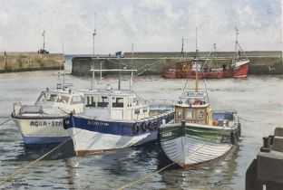 Arthur A Wilson (British 20th Century): 'Angling Boats - Bridlington Harbour"