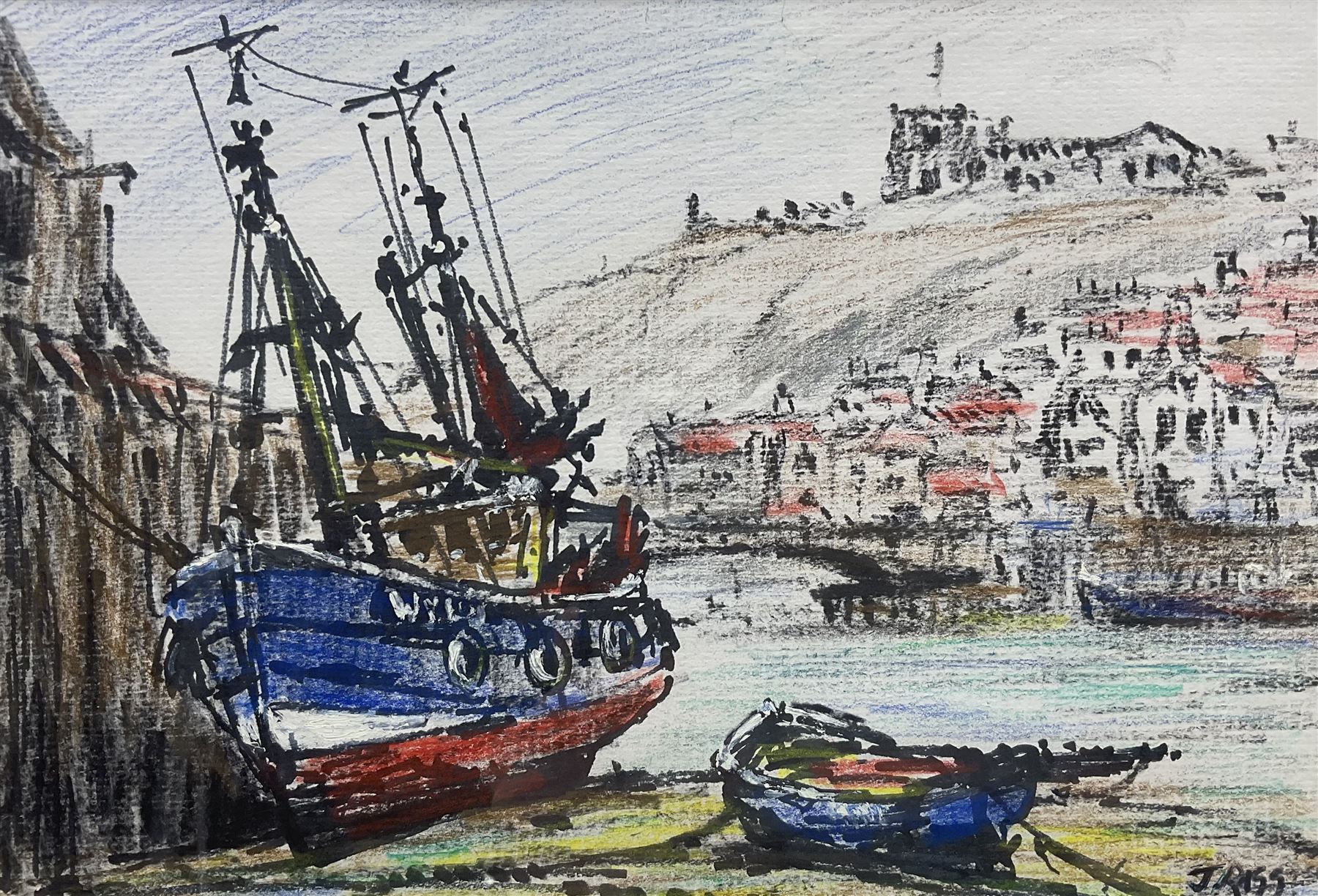 Jack Rigg (British 1927-2023): Boats in Whitby Harbour