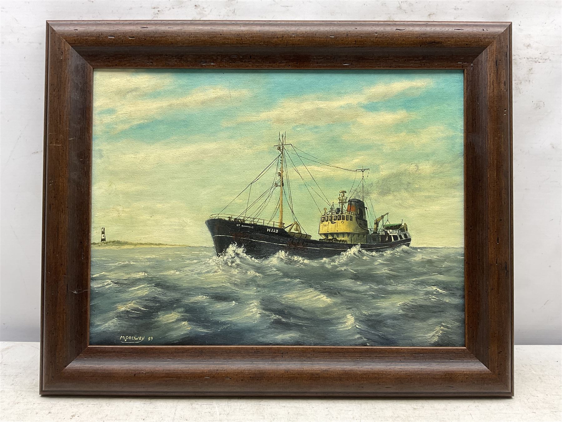 M Drewry (British 20th century): St Rominus Hull Trawler off Spurn Point - Image 2 of 4