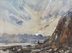 Desmond 'Des' G Sythes (British 1929-2008): 'Sunrise over Black Nab - Saltwick Bay Whitby'