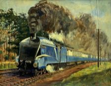 Ivan Lilley (British 1932): 'Sir Nigel Gresley hauling the Coronation circa 1938'