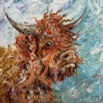 Ann Lamb (British 1955-): Windswept Highland Cow