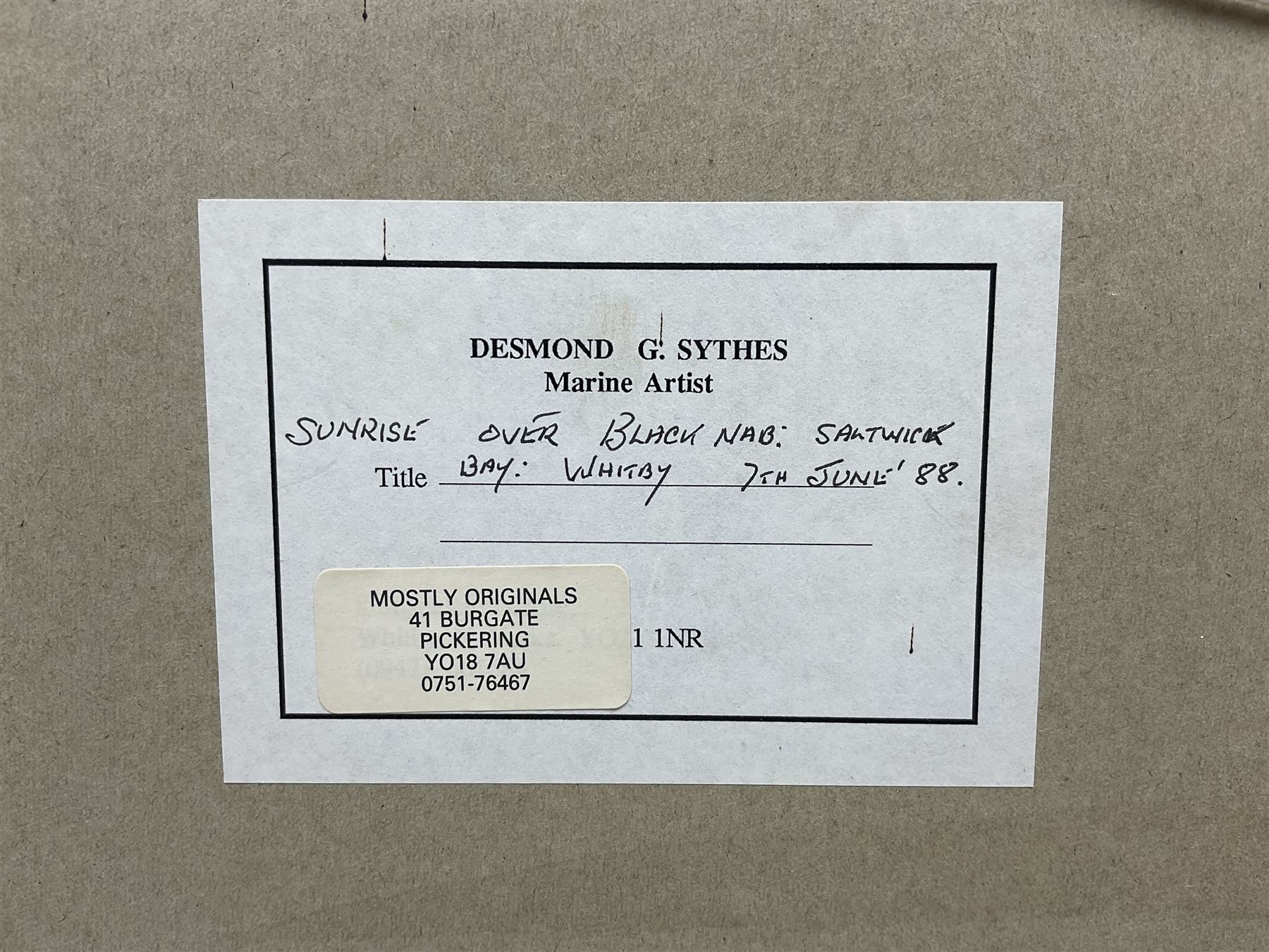 Desmond 'Des' G Sythes (British 1929-2008): 'Sunrise over Black Nab - Saltwick Bay Whitby' - Image 4 of 4
