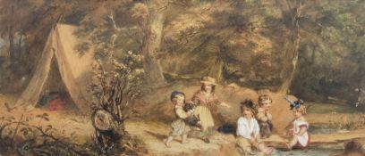 English School (19th century): Children Playing by the River