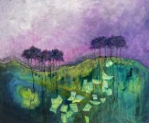 Ann Lamb (British 1955-): Purple Tree Line