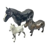 Three Beswick horses