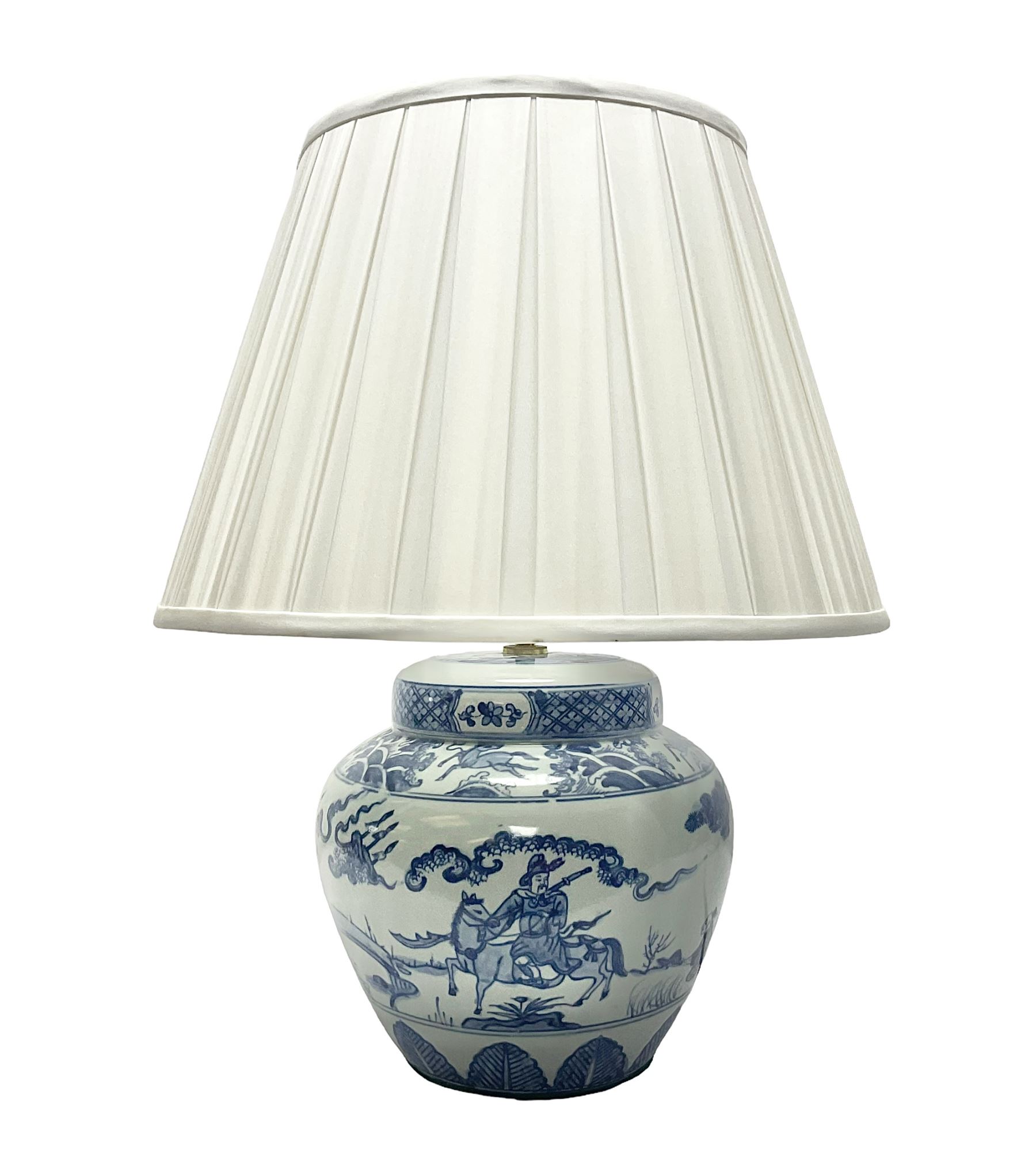 Blue and White table lamp of baluster form