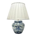 Blue and White table lamp of baluster form