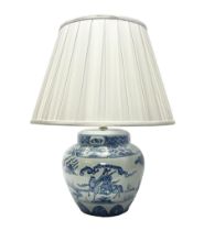 Blue and White table lamp of baluster form