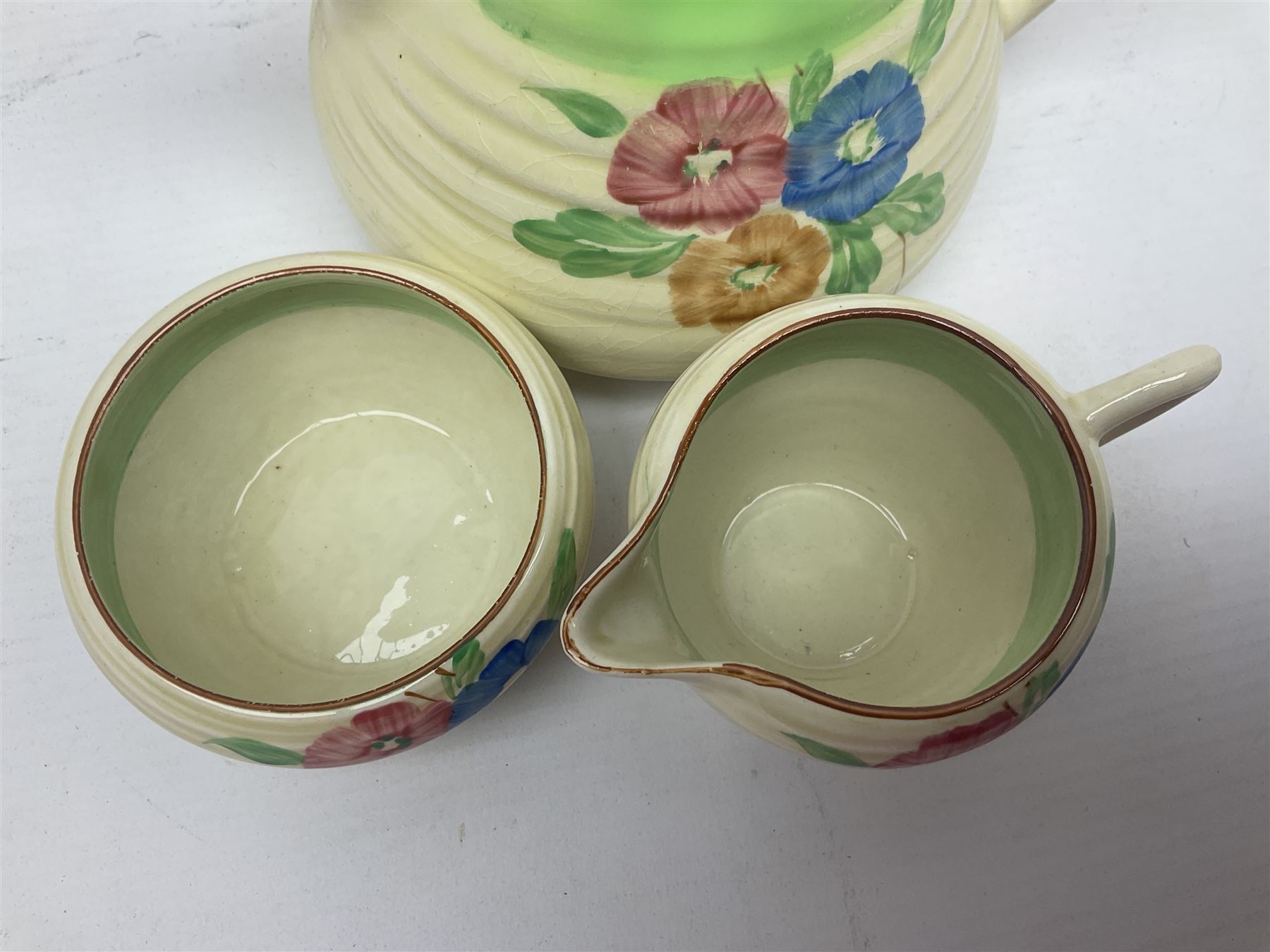 Clarice Cliff for Newport Pottery three piece tea service - Image 2 of 10