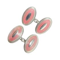 Pair of silver pink enamel cufflinks