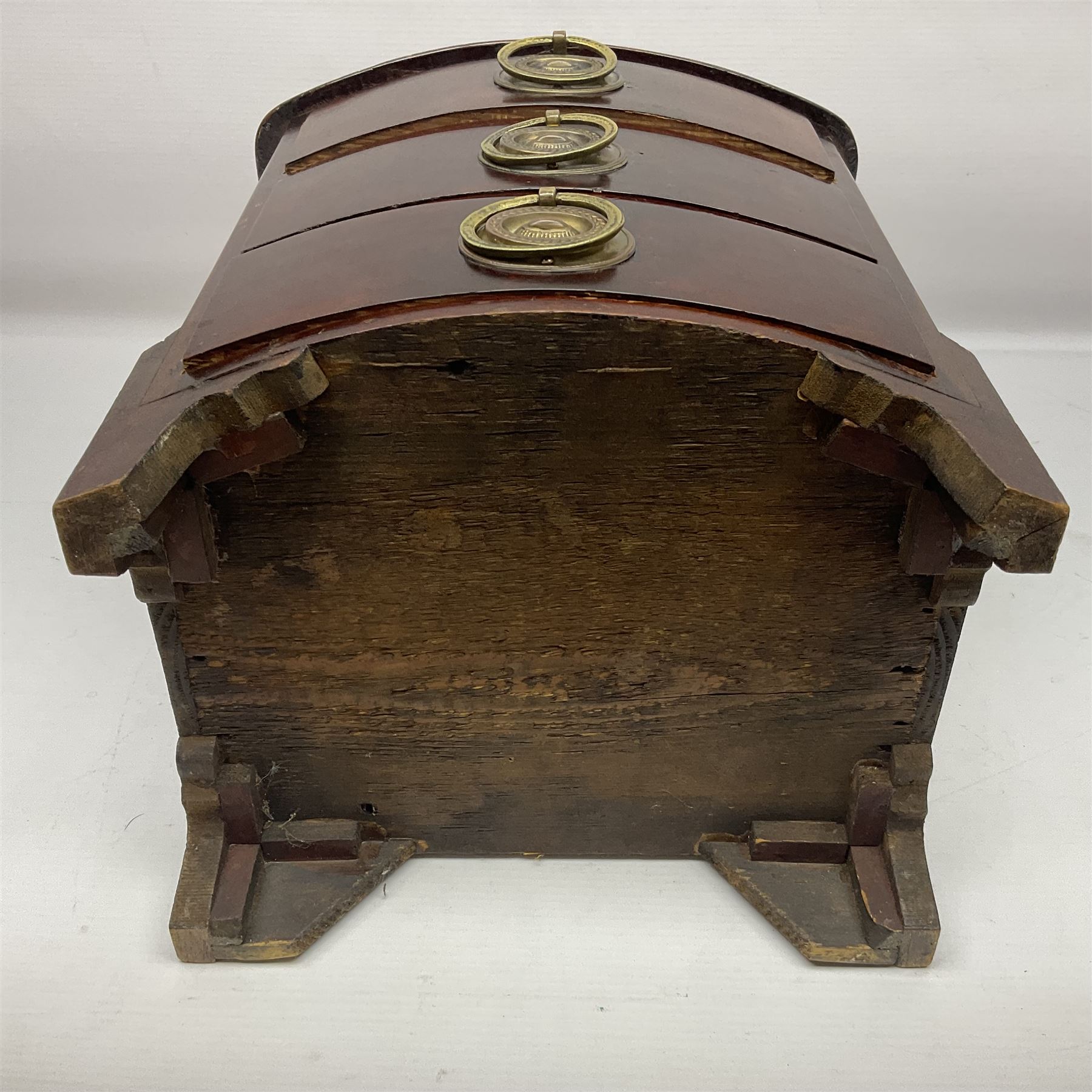 Table top stained wood three drawer chest - Image 12 of 12