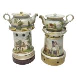 Two 19th century continental teapots and warmers