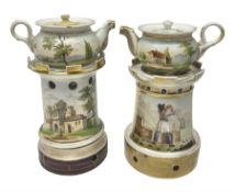 Two 19th century continental teapots and warmers