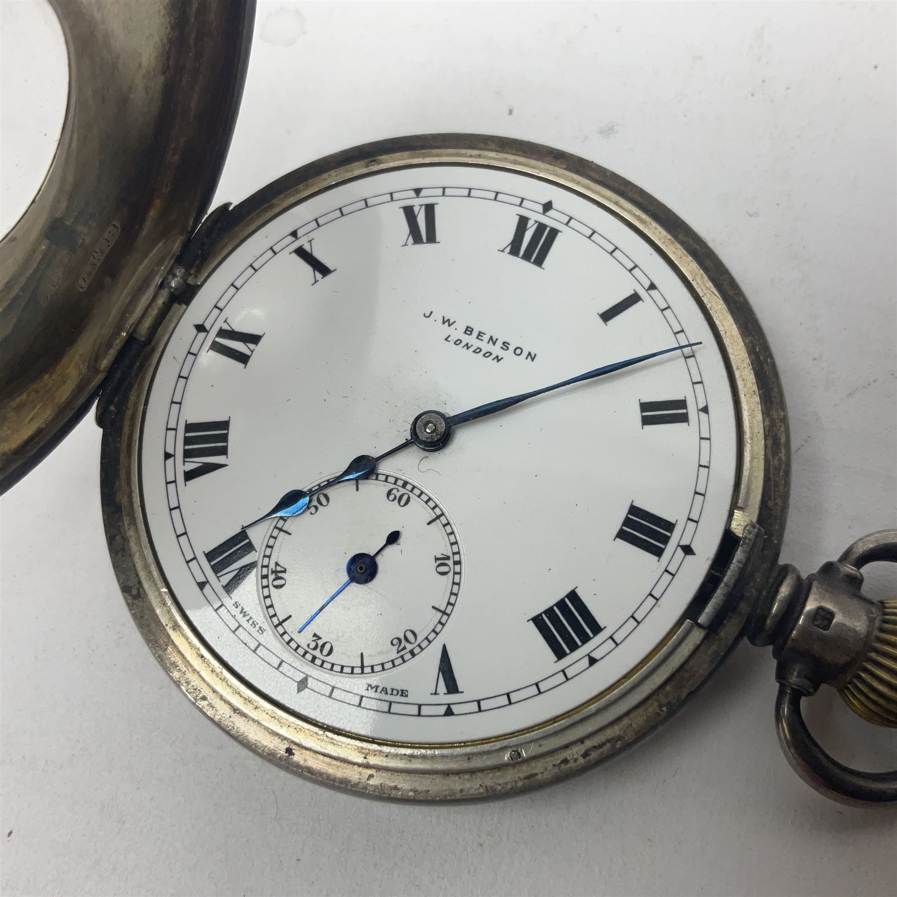 Early 20th century J.W Benson silver half hunter commemorative pocket watch - Image 3 of 8