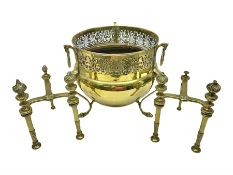 Early 20th century brass coal bucket with pierced sides