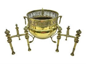 Early 20th century brass coal bucket with pierced sides