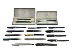 Collection of Parker fountain pens and pencils