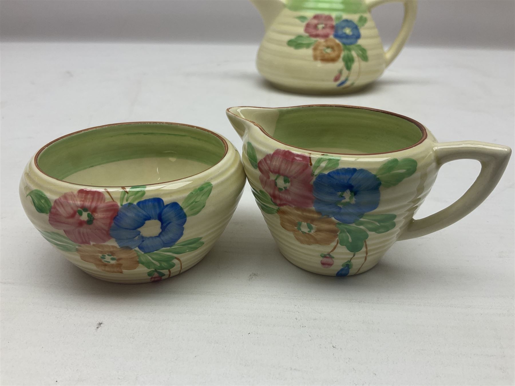 Clarice Cliff for Newport Pottery three piece tea service - Image 3 of 10