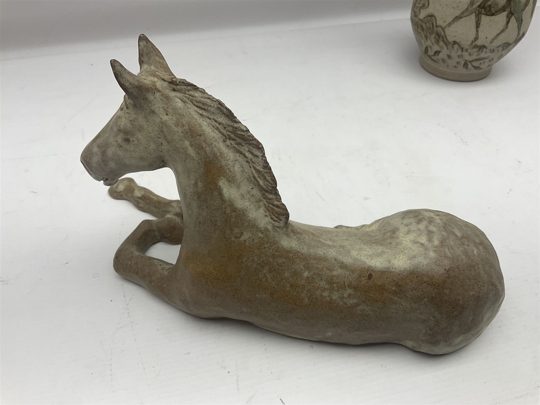 Wendy Abbott Salt; studio pottery figure of a recumbent horse - Image 7 of 12