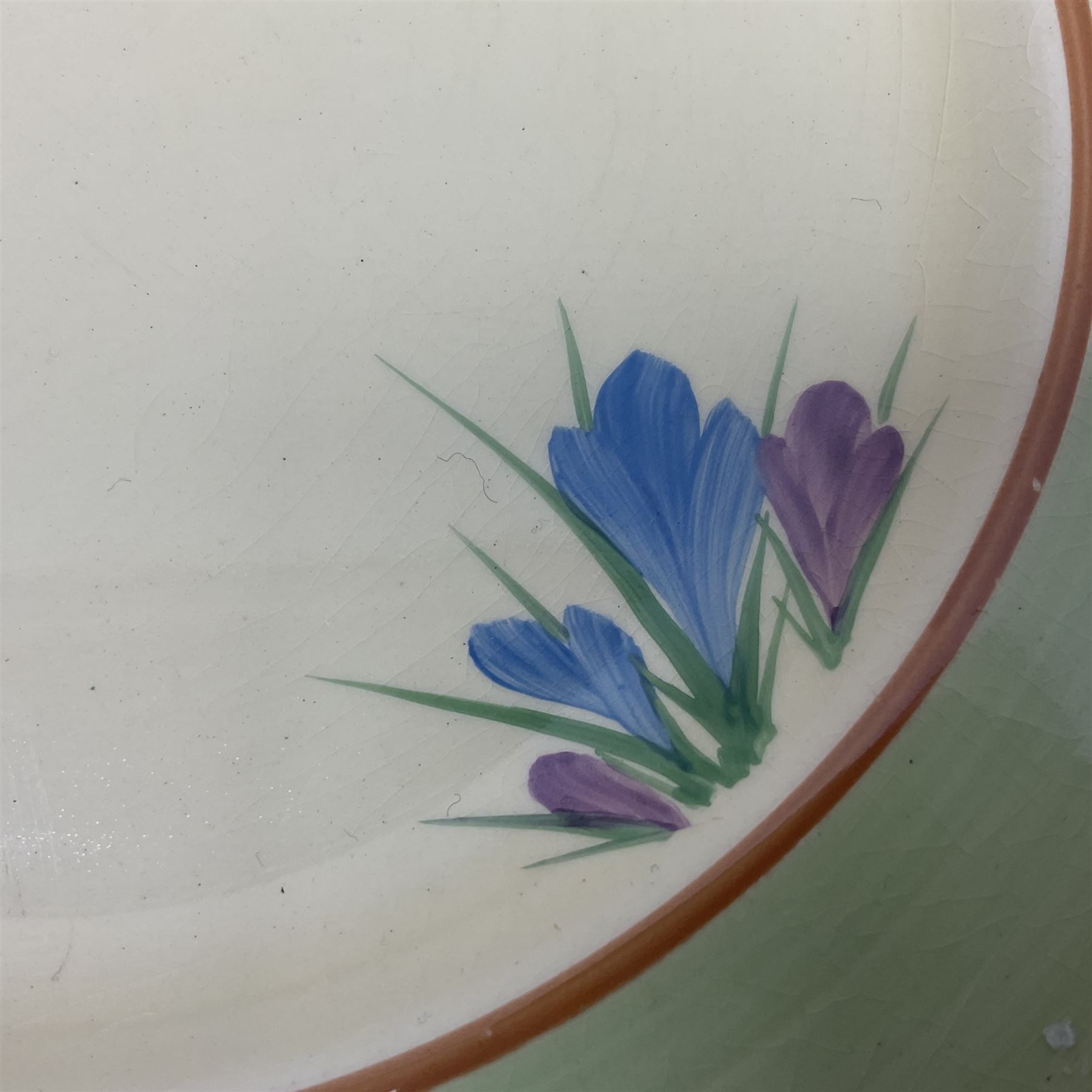 Clarice Cliff trio and plate in Spring Crocus pattern - Image 6 of 15
