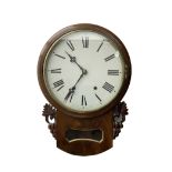Late 19th century 8-day drop dial wall clock in a mahogany case