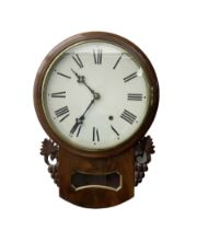 Late 19th century 8-day drop dial wall clock in a mahogany case