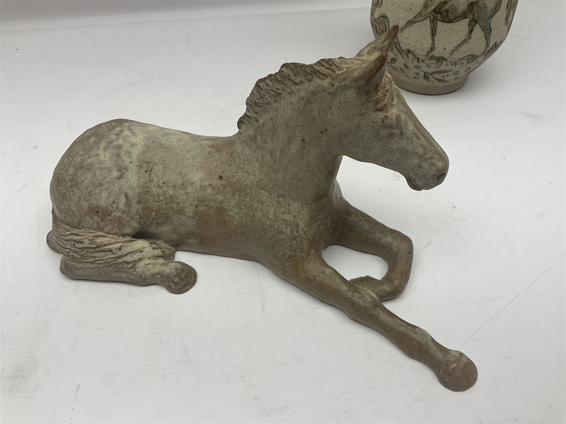 Wendy Abbott Salt; studio pottery figure of a recumbent horse - Image 6 of 12