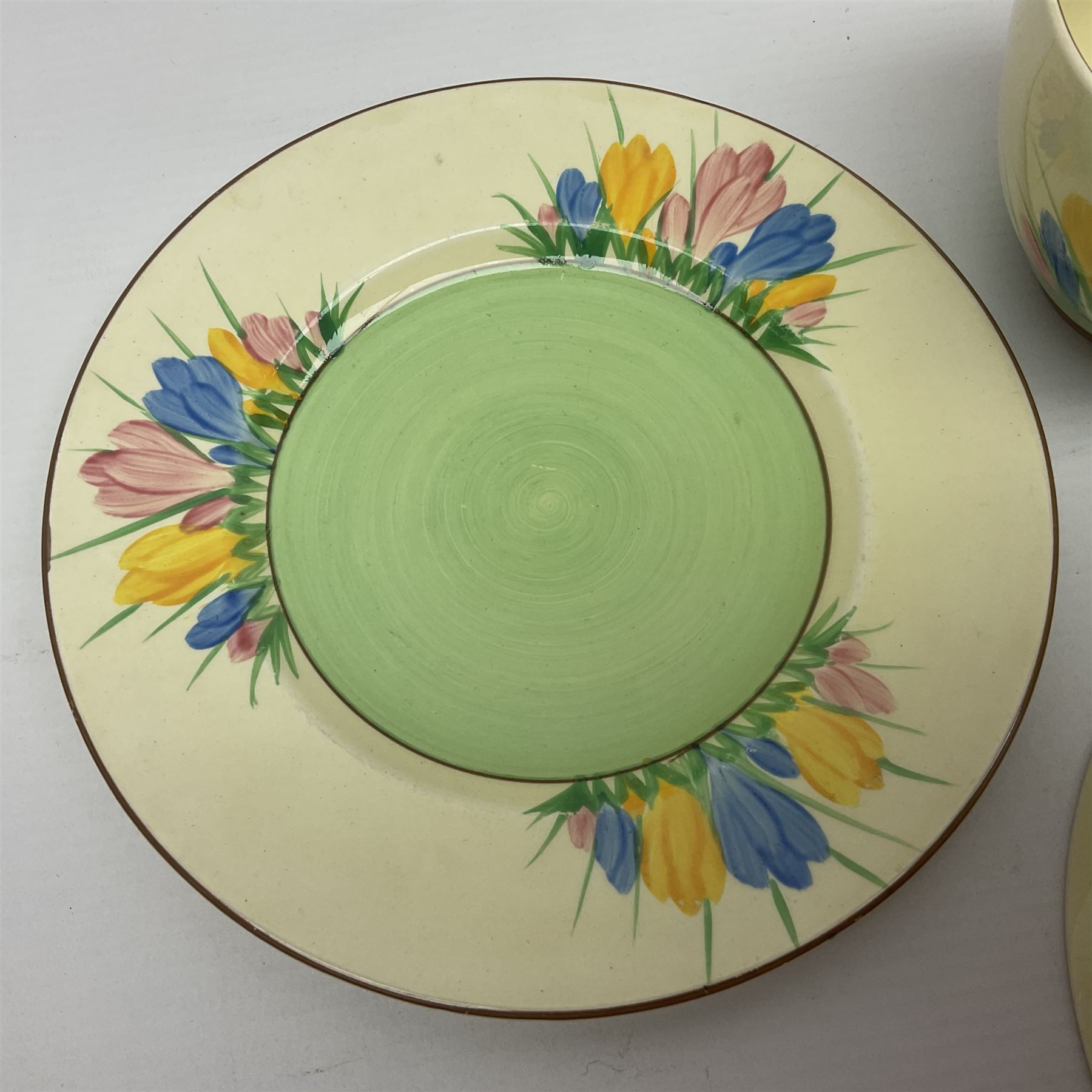Clarice Cliff trio and plate in Spring Crocus pattern - Image 11 of 15