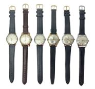 Two automatic wristwatches including Herculeo and Ramona and four manual wind wristwatches including