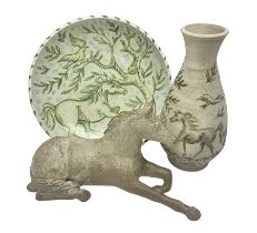 Wendy Abbott Salt; studio pottery figure of a recumbent horse
