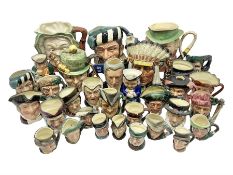 Collection of Royal Doulton and Beswick character jugs of various sizes